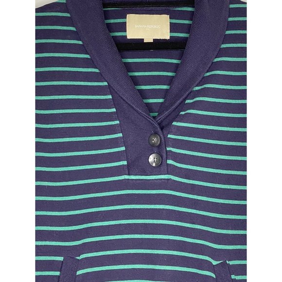 Banana Republic Outlet Ladies Size M Navy/Green Striped Cowl V Neck Pullover - Picture 5 of 10